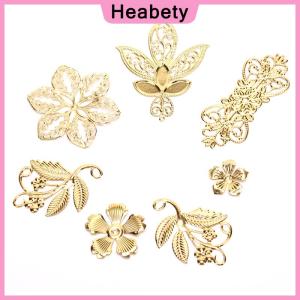 Heabety  50Pcs Vintage Metal Leaf Filigree Flower Slice Charms DIY Craft Jewelry Making