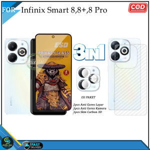Paket  3IN1 Tempered Glass ESD SPY Premium Infinix Smart 9 8 8 Plus 8 Pro