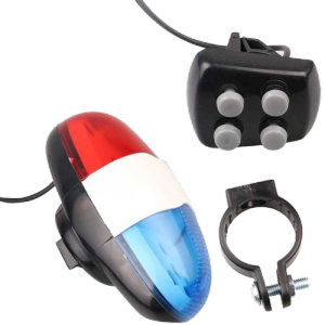 Lampu Depan Sepeda Klakson Sirine Polisi 6 LED 4 Sound / BERGARANSI MURAH MULTIFUNGSI SERBAGUNA