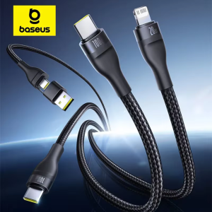 Baseus 100W USB Cable  3 in 2 USB C Cable for iphone17 16 15 Pro Max Type C For Xiaomi Huawei Fast Charging Cable For Macbook