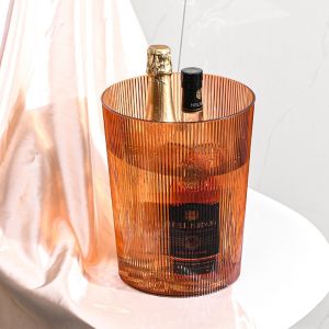 LCHGNA Striped Plastic Trash Can Transparent Large Capacity Garbage Container Wastebasket Nordic Waste Bin Kitchen