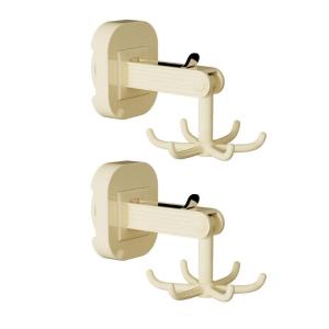 2ชิ้นตัวดูด6ตัวตะขอหมุนได้ตะขอหมุนได้360องศาตะขอหมุนได้ชั้นแขวนเก็บของสำหรับแขวนเสื้อผ้า