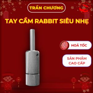 Tay cầm máy xăm Rabbit size 22mm - nhẹ và dài rất phù hợp để đánh bóng tô màu. Tặng kèm lục lăng