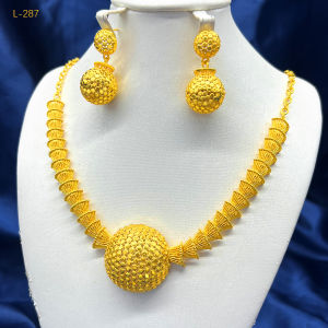 Bộ trang sức hai món gồm vòng cổ và bông tai hình cầu Dubai Trung Đông không phai màu dành cho cô dâu Ấn Độ