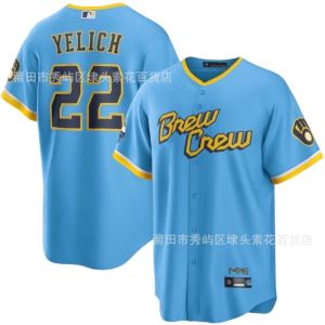 MLB Jersey Brewers Baseball Jersey Milwaukee Brewers Jersey seragam besbol bersulam