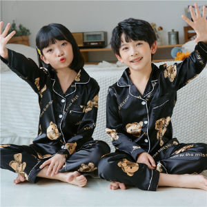 [พร้อมส่ง] ชุดนอนเด็กผ้าแพร ขายาวแขนยาว เนื้อนิ่ม ใส่เย็นสบาย 2-7ขวบ