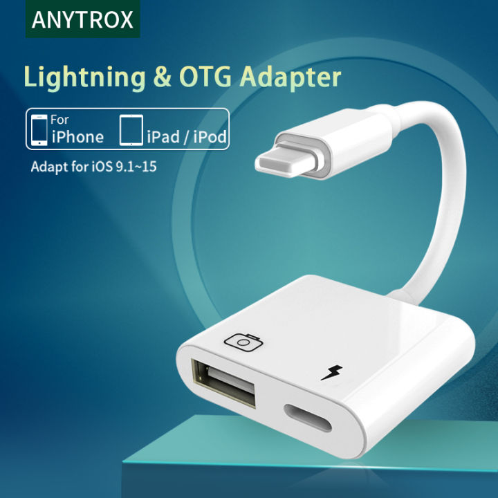 Anytrox Lightning To Otg Usb Adapter Splitter Camera Hubs Connector With Charging Port Data 6277