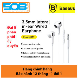 Tai nghe có dây Baseus Encok H17 Wired Earphone 3.5mm 1.2m tích hợp micro đàm thoại chất lượng cao