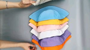 Topi Bucket Dua Sisi Anti UV Motif Bordir dan Sablon Bunga Banyak Dewasa