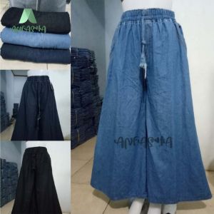 KULOT DENIM JUMBO - Celana panjang wanita jumbo bahan jeans denim - Fashion muslim mode  BY TOKO ANFASHA