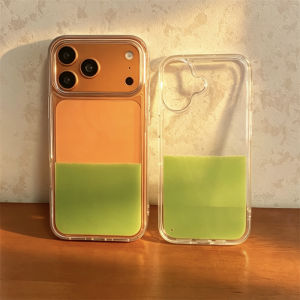 Matcha Green Dynamic Liquid Case for iPhone 17 16 15 Pro Max Soft Edges Phone Shell White Black Hard Back Cover Transparent Capa