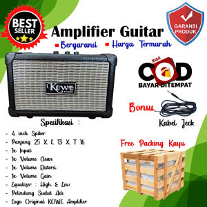 Ampli Gitar original merk KOWE Sudah Distorsi Free Kabel Jeck Bonus Packing Kayu