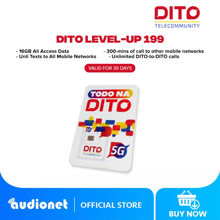 DITO Level-Up 16GB For 30 Days SIM Pack Lazada PH