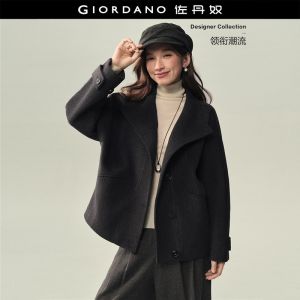 Giordano Women Stand collar woolen jacket Free Shipping 18376207