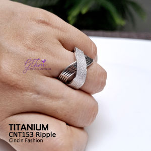 Cincin Titanium Wanita Ori Titanium XRP Model Elegan Mewah Perhiasan Fashion Import Premium Anti Karat Bisa dipakai sehari-hari cnt153