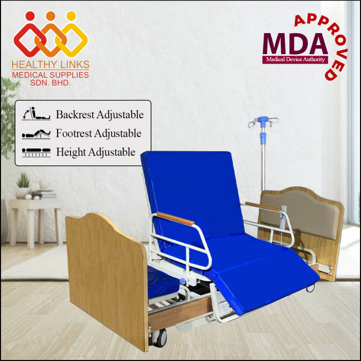 [SameDay Delivery] Hospital Rotation Bed 4 Function Electrical (M18) + Mattress + IV Pole Lazada