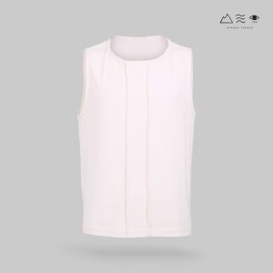 เสื้อแขนกุด ช ฝ้ายทอฟอกนุ่ม สีขาวธรรมชาติ