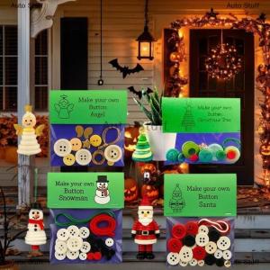 [COD] Auto Stuff ชุดเครื่องประดับงานฝีมือคริสต์มาสแบบ DIY กระดุมหลากสีของตกแต่งสำหรับปาร์ตี้วันหยุดอุปกรณ์ตกแต่งของขวัญ