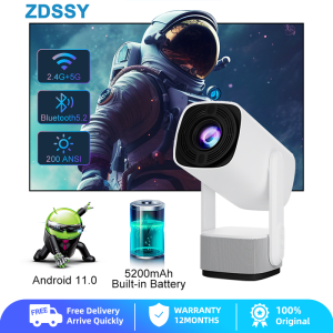 [Auto Focus] ZDSSY K2 Mini Projector with WiFi and Bluetooth Built-in Battery Smart Projector with  speaker Android 11 OS 270° Rotation & Auto Keystone Outdoor Portable Movie Projector 1080P Support for HDMI/USB/Laptop