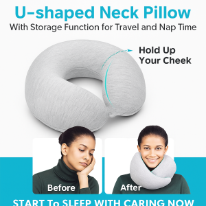 Storable Travel Pillow Memory Foam Pillow Neck Pillow Invisible Removal and Wash Ushaped Pillow