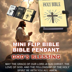 ⛪Prayer Pendant⛪ Mini Flip Bible Unique Cultural Roots Mini Books Decorations Religious artistic flavor Religious beliefs in the atmosphere Decoration Portable Pocket Furniture Mini Bible Vintage