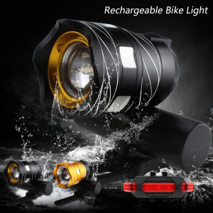 Đèn Pha Xe Đạp Happybuyner 15000LM T6 Đèn LED Phía Sau Dòng USB Có Thể Điều Chỉnh Pin Sạc 3000MAh Đèn Trước Xe Đạp Có Thể Phóng To