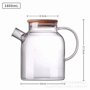 Glass Teapot Stovetop Safe 61oz/1800ml Glass Tea Kettle with stainless steels Lid and Removable Filter Borosilicate Glass Teapot