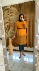 Tunik Ceruty Polkadot set Rompi Scuba by Ayura