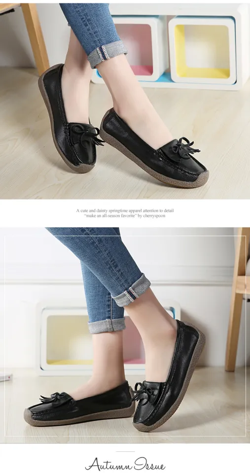 DOSREALSummer Shoes For Women On Sale Leather Slip On Bow-Knot
