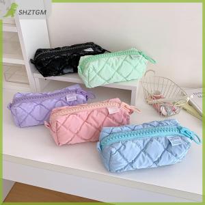 【SHZTGM】 กระเป๋าดินสอหนังปลาปักเป้าสำหรับผู้หญิงกระเป๋าดินสอวานิลลาสวยงามมีซิปกระเป๋าใส่เครื่องสำอาง