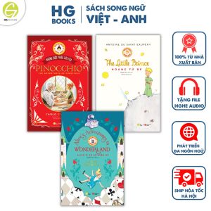 Combo 3 cuốn sách thiếu nhi Kinh điển Song Ngữ Việt Anh Hoàng Tử Bé - Pinocchio - Alice Ở Xứ Sở Diệu Kỳ - Kèm file nghe và note từ vựng