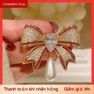 CS Khí Rhinestone Bowknot trâm cài cho phụ nữ cô gái thời trang tinh tế Corsage thanh lịch phù hợp với pins quần áo phụ kiện Quà Tặng