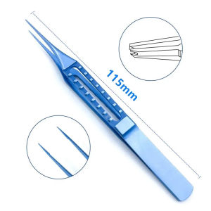 GREATLH Ophthalmic Tweezers Titanium Suture Forceps 0.12mm Toothed Forcep 115mm Ophthalmic Straight Forceps