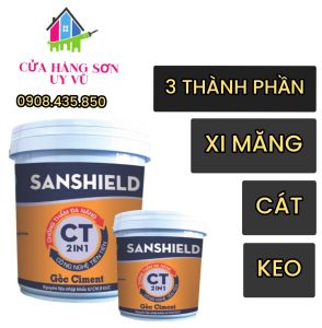 20KG Sanshield chống thấm 3 thành phần gồm xi măng+keo chống thấm+cát mịn giúp tuổi thọ công trình bền mãi với thời gian