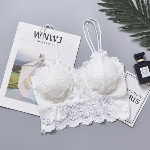 Lace Bra Double Shoulder Straps Women Lace Bralette Lingerie Removable Pads Underwear