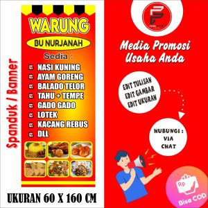 Banner Warung / Spanduk Warung / Banner Jajanan Ukuran 60 x 160 cm
