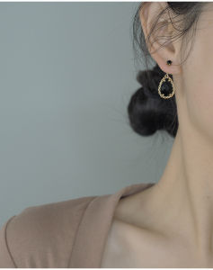 Japan& Korea Style Water Drop Shaped Black Zircon Retro Earrings