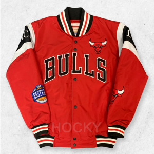 HOCKY Jaket Varsity Bomber Pria Wanita Chicago Bulls Keren Terbaru Full Bordir Premium