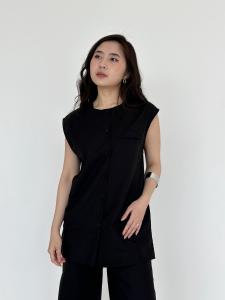 OFEYA - Davida Vest Top - Sleeveless Blouse Atasan Linen Wanita