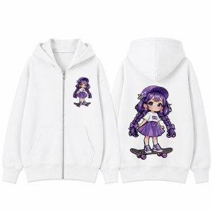 Áo Khoác Bé Gái Hoodie Zip DÂY KÉO Form Rộng Nỉ Lót Bông GIẢ HÌNH THÊU cho bé từ 13-50kg - Con Xinh