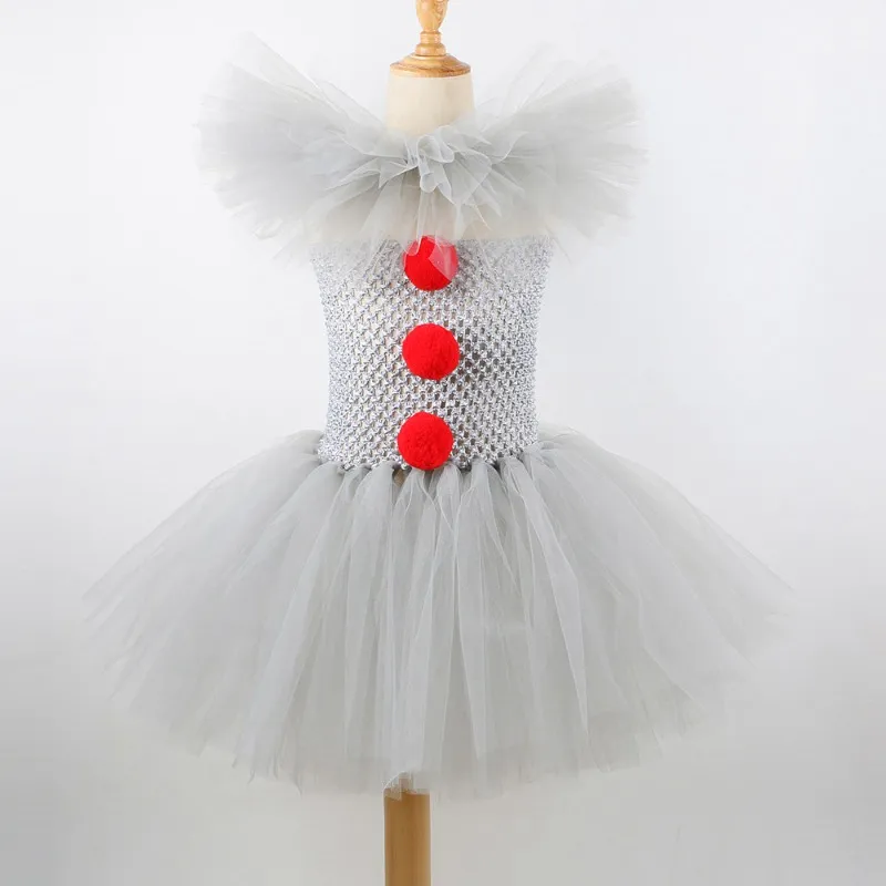 Vestido De Verano Para Niña Estilo Payaso - De Tul, Para Halloween O Fiestas