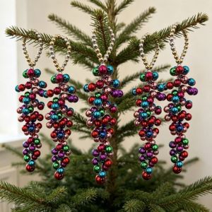 MIRELAE Multi-Color Beads Pearl Grape Pendant Iron Wire Bending Handmade Craftsmanship Christmas Bead Garland Vintage Pearl Grape Design Bag Charm For Christmas Tree