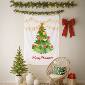 ผ้าแขวนตกแต่งเทศกาลคริสต์มาสใหม่ ผ้าพื้นหลังซานตาคลอส ผ้าตกแต่งห้องนั่งเล่น