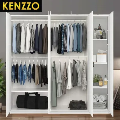 FREE INSTALLATION !! KENZZO : 4 door wardrobe / multifunctional wooden wardrobe/ 3 door wardrobe/cupboard/cabinet/small wardrobe/free shipping