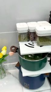 【READY STOCK】Adjustable Pot Rack Pot Organiser Under Sink Kitchen Sink Organiser Kitchen Rack Steel Kitchen Pot Rack