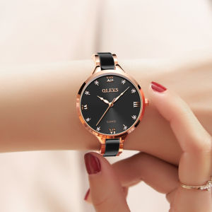 OLEVS 5872 Women Fashion Quartz Watch Gift Stainless Steel Watchband Round-dial Wristwatch