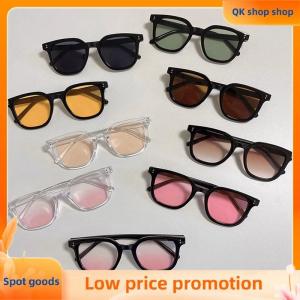 ✨QK shop✨ Fashion Sunglasses For Women Black Frame Powder Blusher Glasses Makeup Free Self Beautification Square Large Frame
