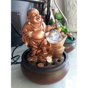 Thác Nước Phong Thủy Tượng Phật Di Lặc Tăng Tài Lộc May Mắn (FULLBOX Máy bơm nước mini. Quả cầu Tượng Phật)