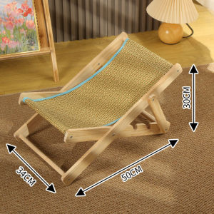 Pet Beach Chair Cat Rocking Seat Sisal Pad Solid Wood Lounger Cooling Mat Adjustable Sofa Kerusi Haiwan