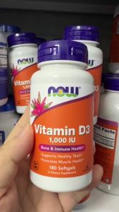 NOW Vitamin D3 1000 IU – Hỗ Trợ Hấp Thu Canxi Chắc Khỏe Xương Tăng Cường Miễn Dịch - - Hỗ trợ hệ miễn dịch  - Hỗ trợ chức năng cơ  - Phù hợp bổ sung hằng ngày cho người ít tiếp xúc ánh nắng